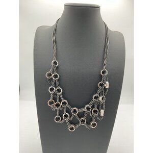 Lane Bryant Industrial Bib Gunmetal Curb Chain Silver Tone Hexagonal Nut Necklac
